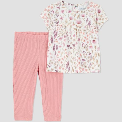 Carter's Just One You® Baby Girls' 2pc Floral Top & Bottom Set - Cream