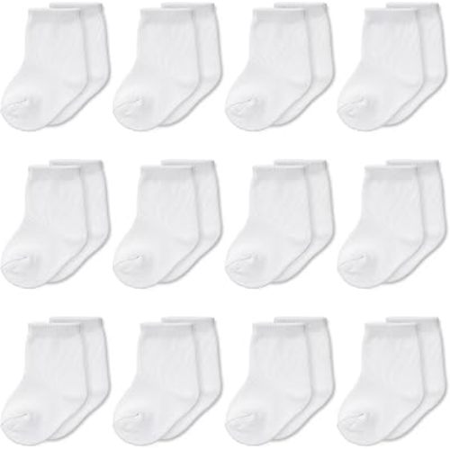 12 Pack Baby White Socks 0-6 Months Newborn Socks Infant Boys Girls