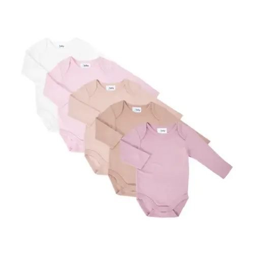 4Baby 5 Pack Bodysuit Long Sleeve Pink Multi | Baby Bunting AU
