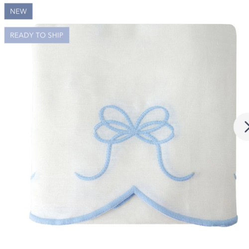 Bow Scalloped Crib Skirt in Soft Blue | Caitlin Wilson