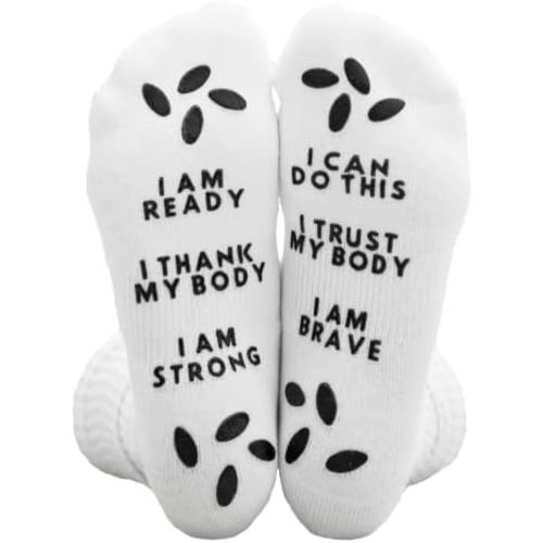 Sunflower Motherhood Affirmation Hospital Socks For Labor and Delivery - Non Skid Grip Socks For Moms