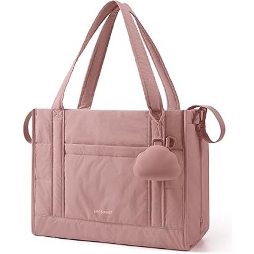 BAGSMART Diaper Bag Tote Puffer, Hospital Bag for Labor Delivery with Pacifier Case, Lightweight Baby Bag for Travel, Work