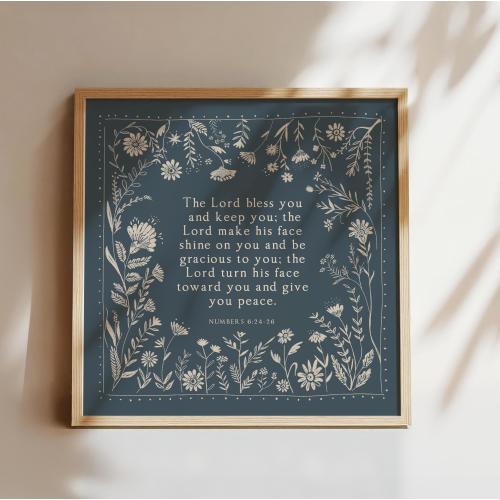 The Lord Bless You Scripture Print, Numbers 6:24 Art, Christian Gift for Mom