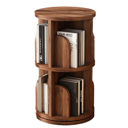2/3/4/5 Tier Rotating Bookshelf Revolving Bookcase for Kids Adults Rotating Bookcase for Bedroom Living Room Study Room (Color : Walnut, Size : 46 * 68cm)