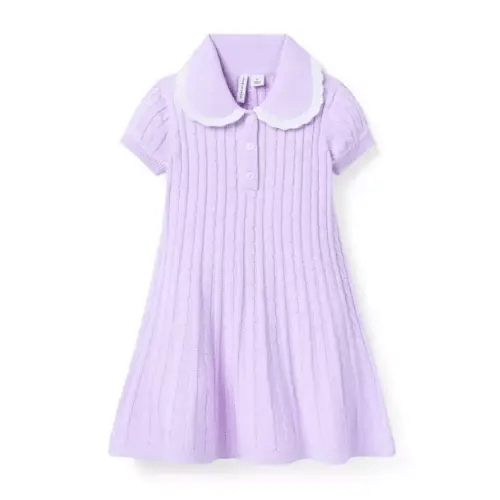 Girl Soft Lavender Cable Knit Sweater Dress by Janie and Jack