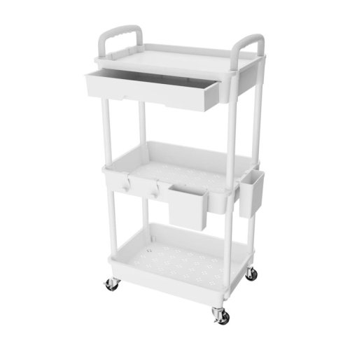 Ebern Designs 3 Tier Rolling Utility Cart With Drawer,utility Cart Made Of Multifunctional Storage Organizer Tool For Kitchen,bathroom,living Room,office & Reviews | Wayfair
