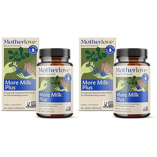 Motherlove More Milk Plus (60 Liquid caps 2 Pack) Fenugreek-Based Lactation Supplement to Support Breast Milk Supply—Non-GMO, Organic Herbs, Vegan, Kosher