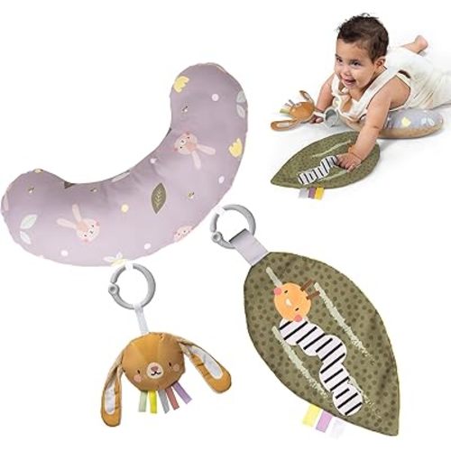 Taf Toys Tummy Time Training Set, Tummy Time Development cushion 0-3 months,Rattle Bunny, Crinckle Leaf Toys Development, Newborn Development ergonomic tummy time toy Baby Toys 0-6 Months Sensory Toys