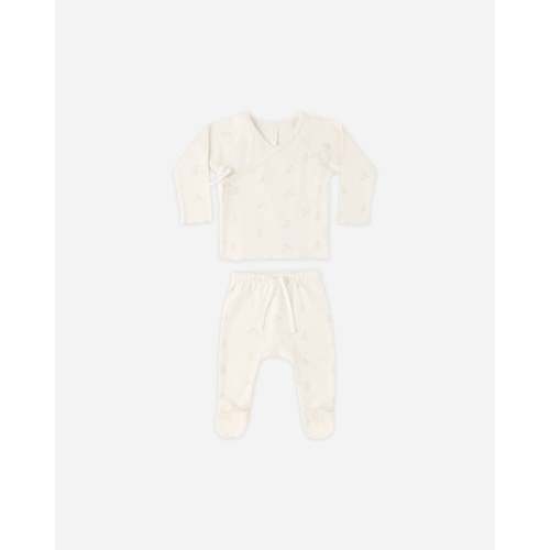 Wrap Top + Footed Pant Set Bunny Pattern