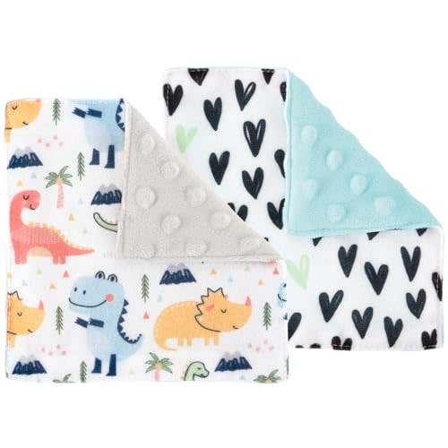 S&T INC. Aura Crinkle Squares Baby Toys, 6 Inch x 6 Inch, Dinosaur Hearts, 2 Pack
