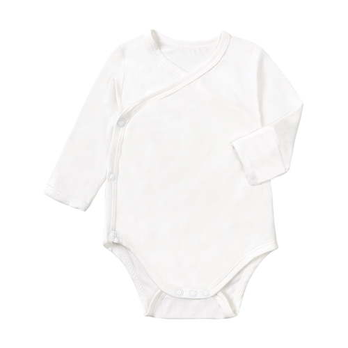 WIBACKER Bamboo Viscose Unisex Infant Baby Long Sleeve Side-snap Kimono Bodysuits with Mitten Cuffs for 0-18M