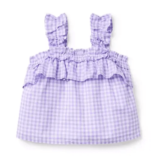Girl Spring Lilac Gingham Gingham Ruffle Top by Janie and Jack