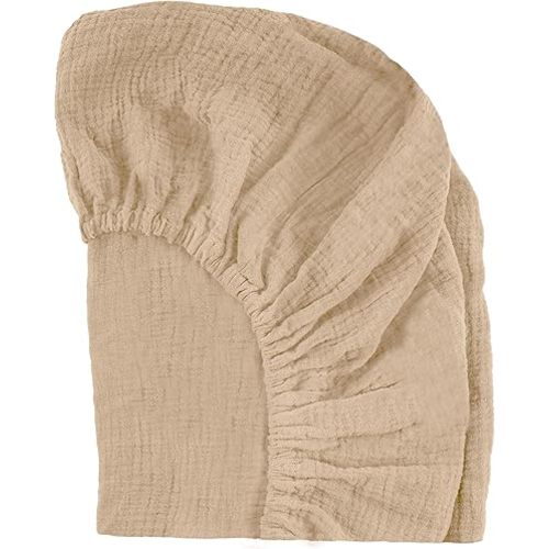 Muslin Bassinet Sheets: Fitted Bassinet Sheet for Baby Girl and Boy - Fits Oval, Rectangular & Hourglass Bassinet Mattress Pad - 100% Cotton Bassinet Cover (Pale Taupe, 1-Pack)