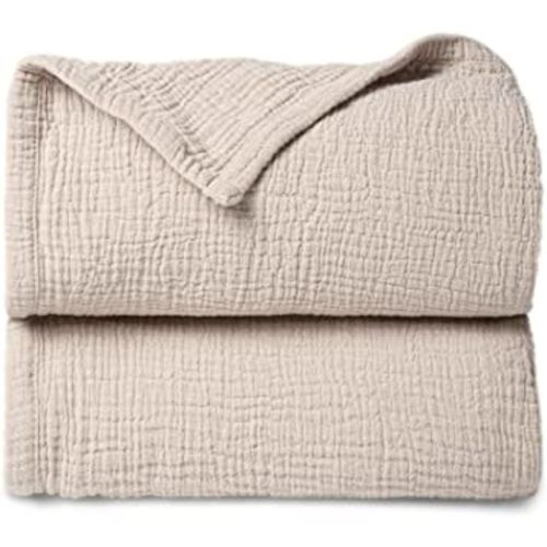 Lulu moon Muslin Quilt Blanket, Crib Blanket for Baby and Toddler,47x47 Inches(Ivory)