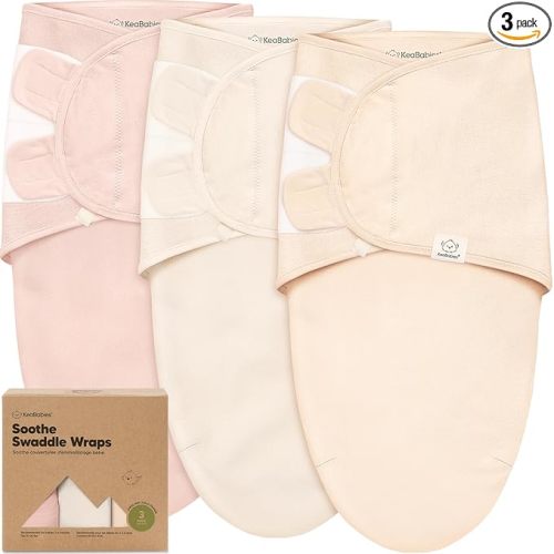 3-Pack Organic Baby Swaddle Sleep Sacks - Swaddles for Newborns, Infant 3-6 Months, Baby Girls, Boys, Soft & Snug Newborn Sleep Sack, Nursery Swaddling Blankets (Angelic, L)