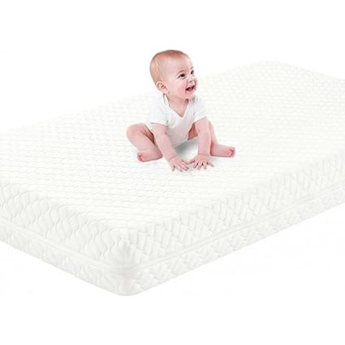 Crib Mattress, Dual-Sided Breathable Baby and Toddler Memory Foam Mattress with Removable and Washable Cover, 100% Knitted Fabric, Fits Standard Cribs and Toddler Beds, 52" x 28" x 5"