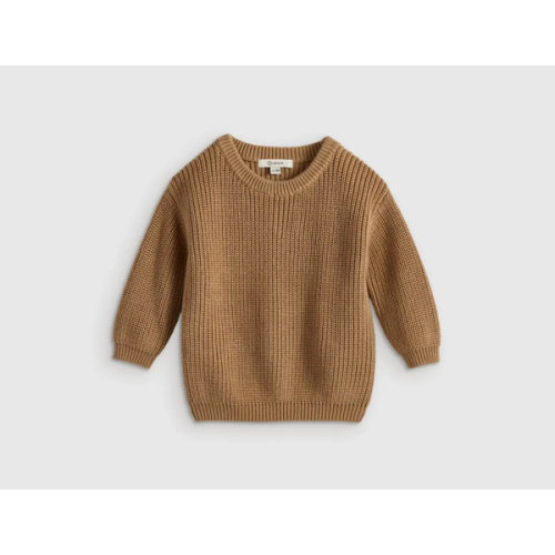 100% Organic Cotton Fisherman Tunic Sweater in Camel