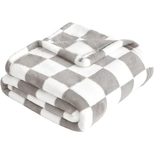 Yurhap Checkered Baby Blanket Fleece Baby Blankets Neutral for Boys Girls, Super Soft Warm Lightweight Infant Toddler Newborn Receiving Gifts for Crib Stroller, 30x40 Inch, Greige