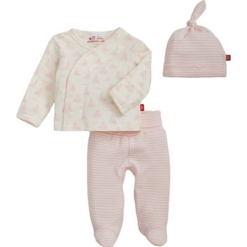 Tiny Tides Organic Cotton Top, Footed Pants & Hat Set
