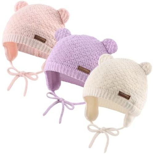 JANGANNSA Cute Knitted Boys Girls Christmas Beanie Warm Earflap Winter Hat Infant Toddler Baby Beanie 0-2Y