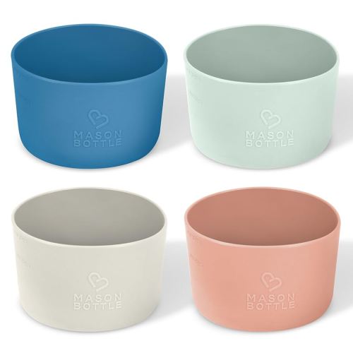 Mason Bottle 4oz Silicone Sleeves for Mason Jars (4-Pack) – Regular-Mouth Jar Covers for Grip and Protection (Bottle Not Included) – Non-Toxic, Dishwasher Safe, Made in USA