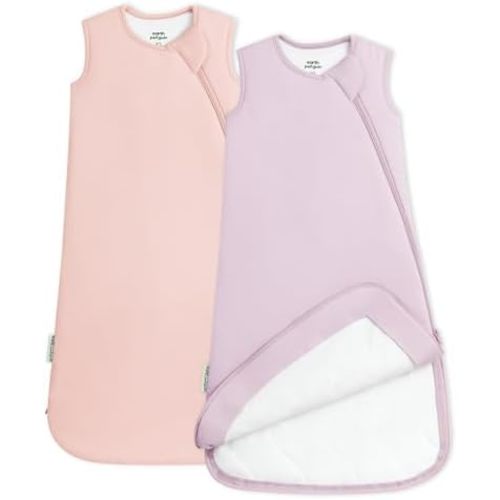 2 Pack Baby Sleep Sacks 1.0 TOG, Soft Bamboo Viscose Baby Wearable Blanket 2-Way Zipper Baby Sleeping Bag
