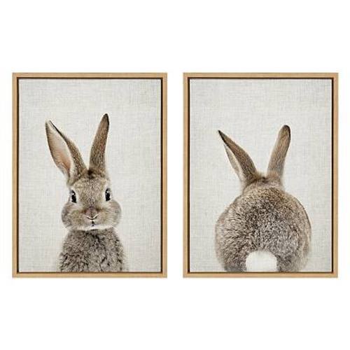 Kate and Laurel Sylvie Bunny Portrait Framed Wall Art 2-piece Set