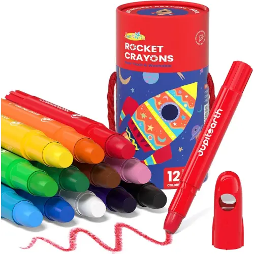 JUPITEARTH 12 Colors Twist Crayons for Toddlers 1-3, Non-Toxic, Washable