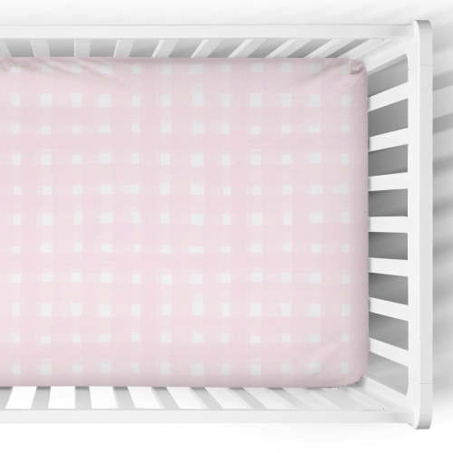 Crib Sheet - Baby Pink Watercolor Gingham
