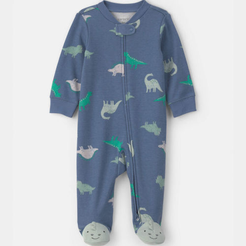 Baby Boy Dinosaur 2-Way Zip Sleeper - Blue | Carter’s Oshkosh Canada