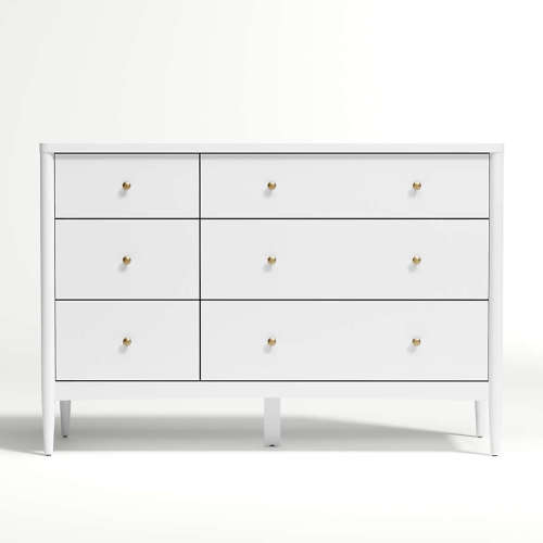 Hampshire 50" White Wood 6-Drawer Kids Dresser