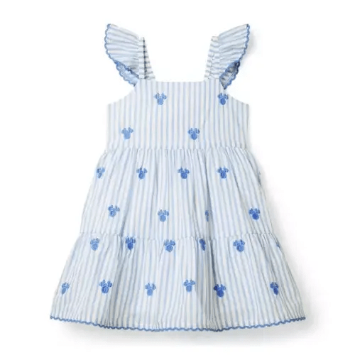 Girl Light Blue Minnie Mouse Stripe Disney Minnie Mouse Striped Embroidered Dress by Janie and Jack