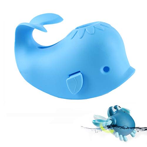 Bath Spout Cover for Bathtub - Protects Baby from Bumping Head During Bathing Time Baby Faucet Cover Universal Faucet Protective Cover Whale Design (Blue Set)