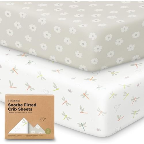 KeaBabies 2-Pack Organic Crib Sheets for Boys, Girls - 52x28 Fitted Crib Mattress Sheet Neutral, Breathable Jersey Cotton Cover for Baby Bed, Toddler Mattress, Soft & Cute Prints (Meadow)