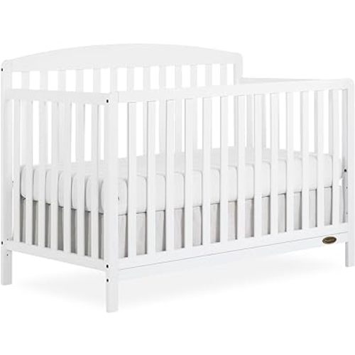 Dream On Me JPMA & Greenguard Gold Certified Odelle 5 in 1 Convertible Crib in White, Built of Sustainable Pinewood, 3 Mattress Height Settings, Non-Toxic Water-Based Paint Finish