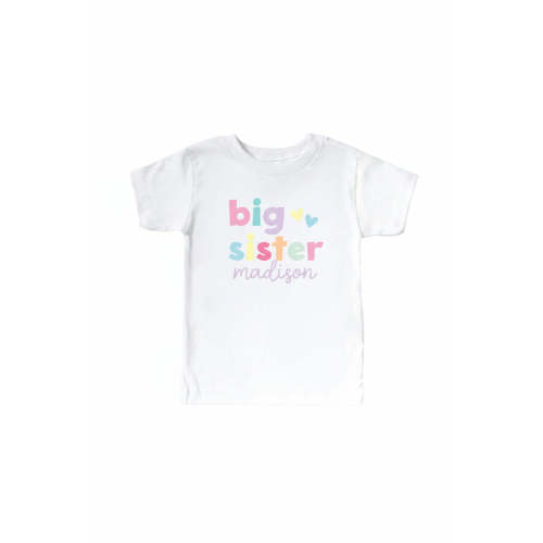 Personalized Big Sibling Kids Graphic Tee | White