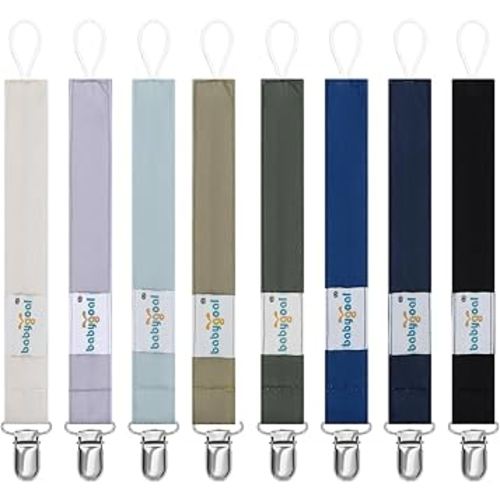 babygoal Baby Neutral Pacifier Clips, 8 Pack Binky Paci Holder Clips for Baby Boys and Girls Fits Most Pacifiers and Binkies 8MP45-B