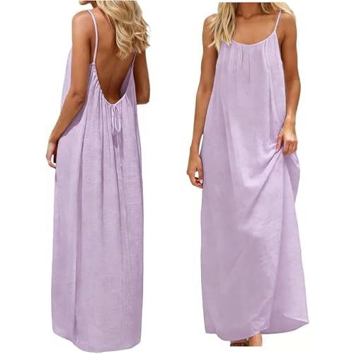 Backless Cami Dress Backless Dress House Dress for Women Sleeveless Long Cami Lounge Dress Backless for Indoor Summer Wear