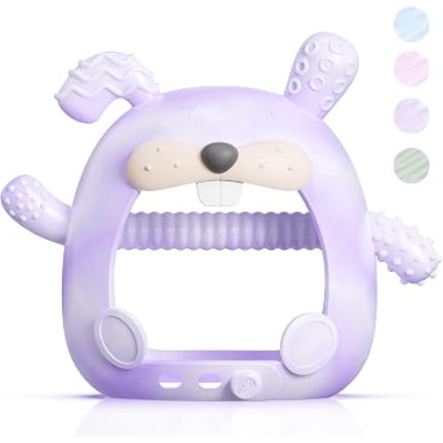 akolik Silicone Baby Teething Toys,Teething Relief Teether Toys for Babies 3-6-9-12 Months,Silicone Teething Mitten Toys,Anti Dropping Wrist Hand Teethers Baby Chew Toys,Baby Essentials(Purple)