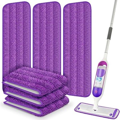 Reusable Mop Pads Compatible with Swiffer PowerMop, Microfiber Pads Refills for 13''-15'' Spray Mop, Wood Floor Replacement Refill Machine Washable for Multi-Surface Floor Cleaning, 6 Pack