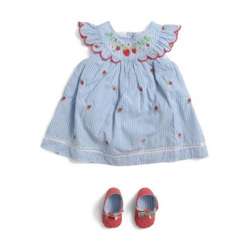 Newborn Girls 2pc Scalloped Strawberry Popover Dress And Shoes Set | Girls' Dresses | TJ Maxx