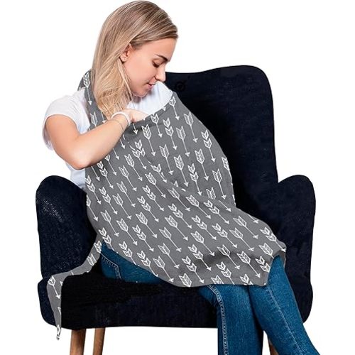 Nursing Cover – Breathable Breastfeeding Cover for Nursing, 360° Nursing Cover Up for Breastfeeding, Privacy Nursing Covers, Nursing Blanket for Breastfeeding – Luxury Gray