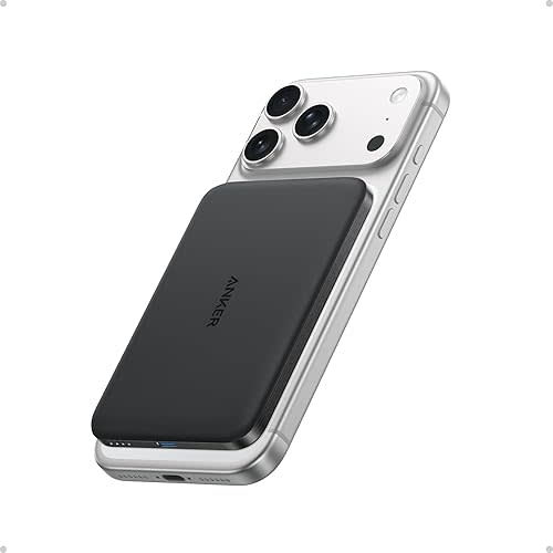 Anker Nano MagSafe Power Bank, Ultra-Slim 5,000mAh Magnetic Wireless Charging Battery, Qi2 Certified 15W Max MagSafe-Compatible Portable Charger, Ergonomic Design, for iPhone Air/17/16 Series