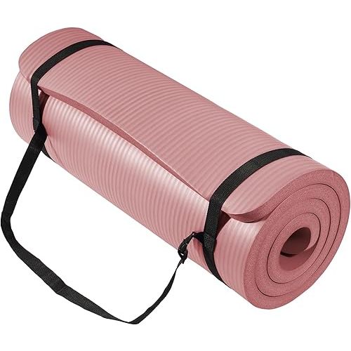 BalanceFrom Yoga Mat 1-Inch Extra Thick High-Density Exercise Mat with Non-Slip Surface & Carry Strap for Men & Women Tear-Resistant Pilates Workout Mat for Home Gym, Floor Fitness, Multiple Colors