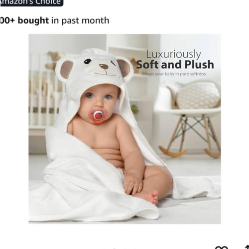 Premium Ultra Soft Organic Bamboo Baby Hooded Towel with Unique Design – Hypoallergenic Baby Towels for Infant and Toddler – Suitable as Baby Gifts