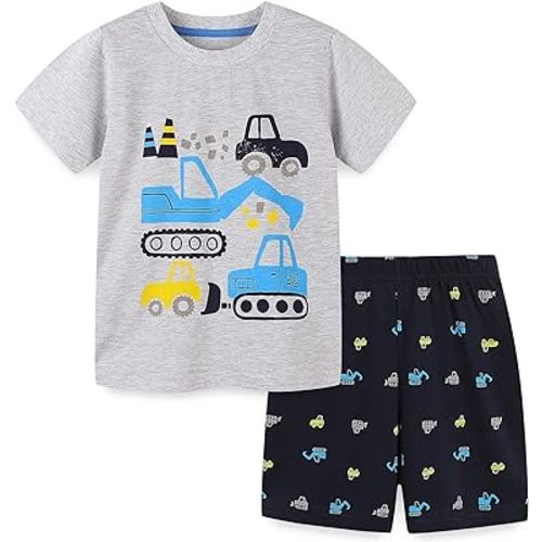 Bumeex Toddler Boy's Cotton Short Sleeve T-Shirt and Short Set 1-7Y