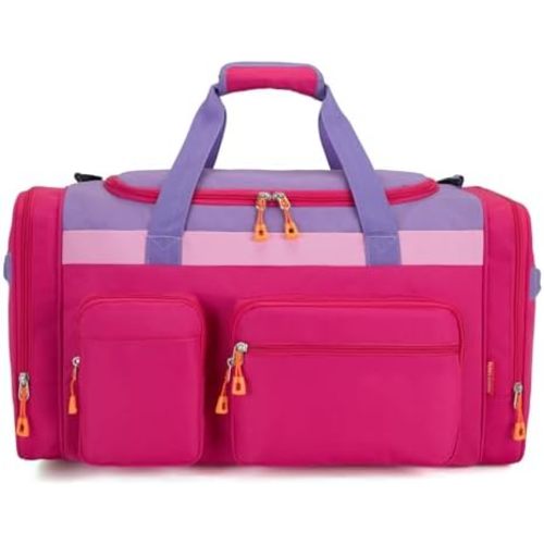 HawLander Large Kids Duffle Bag for Travel, Overnight, or Weekender, 22" inch (Rose Purple)