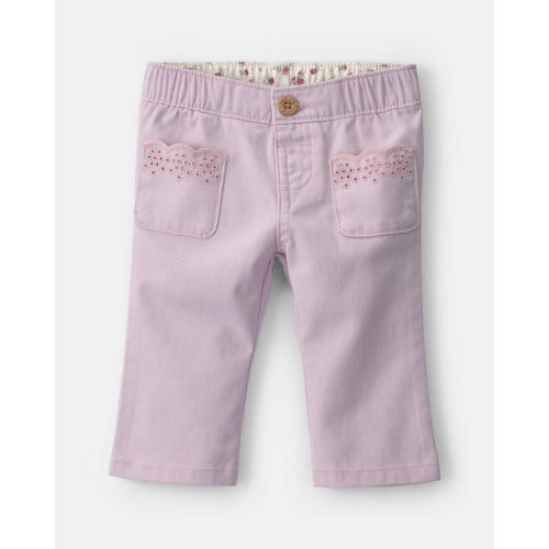 Baby Girl Straight-Leg Scalloped Pocket Pants - Purple | Carter’s Oshkosh Canada