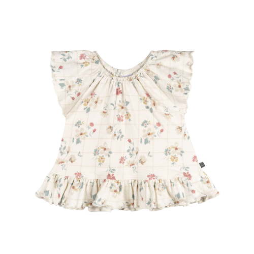 Modern Moments by Gerber Baby and Toddler Girl Organic Peplum Flutter Sleeve Top, Sizes 0/3 Months - 5T