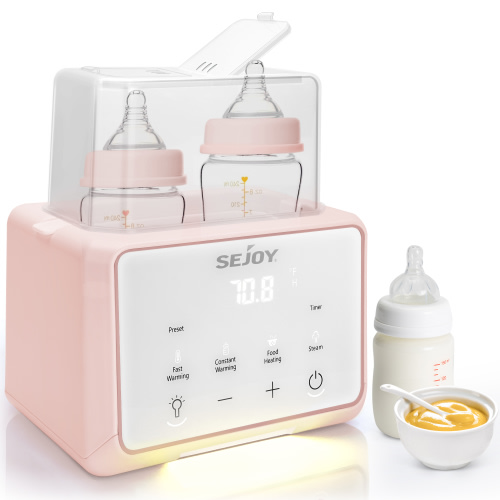 Sejoy Baby Bottle Warmer, Fast Baby Food Heater for Breast Milk and Formula, Steam Sterilizer, Pink
